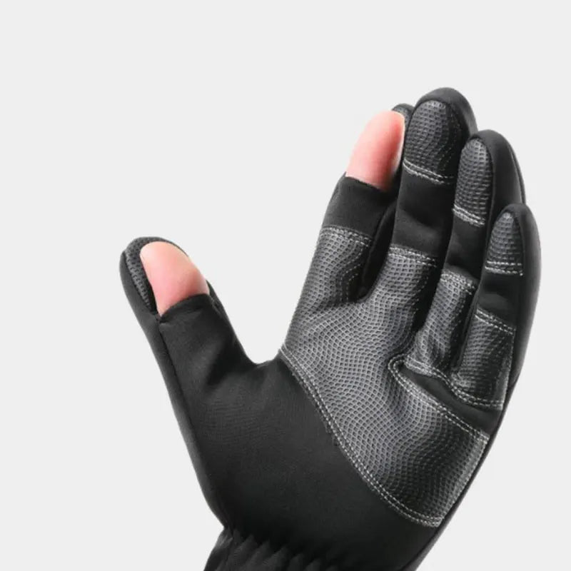 Winter Fishing Gloves 2-Finger Flip Waterproof Fleece Cycling