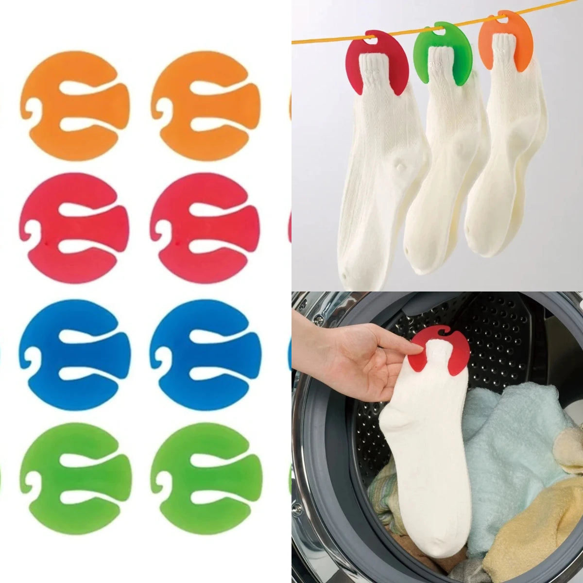 Colorful Sock Clips Organizer – 6/12-Pack Laundry Sorter