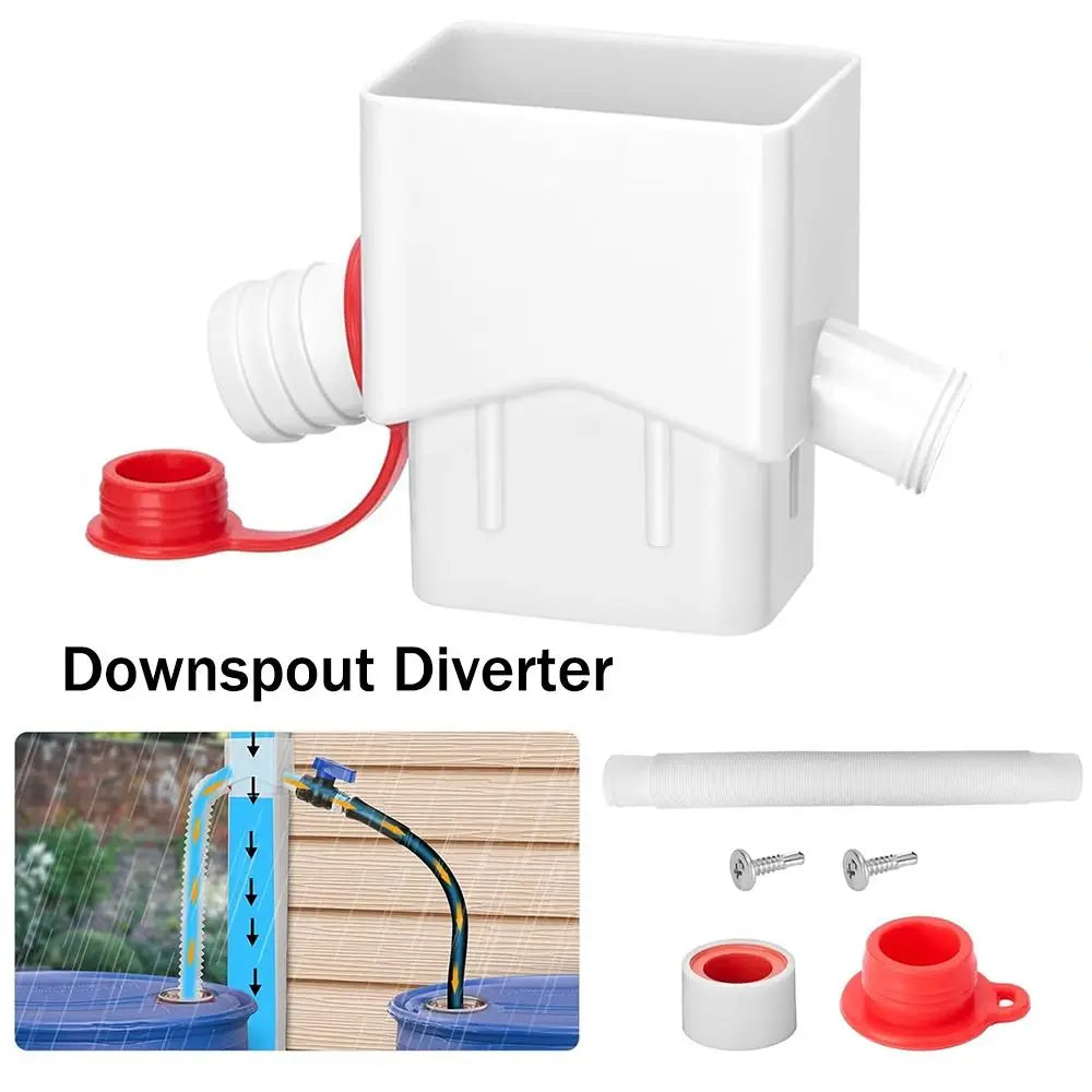 Dual Outlet Downspout Diverter with 5FT Hose | Rain Barrel Kit