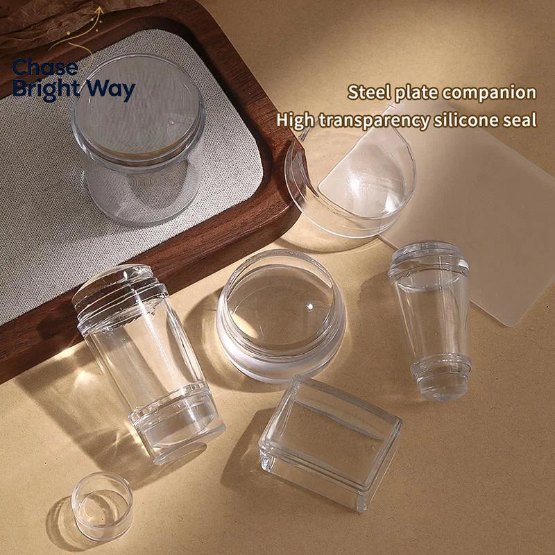 Silicone Nail Art Stamping Kit – Plate, Scraper & DIY Manicure