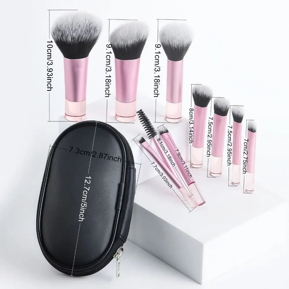 10-Piece Crystal Handle Makeup Brush Set with Storage Bag