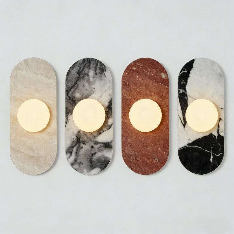 White Marble LED Wall Sconce | Wabi Sabi Stone Wall Lamp