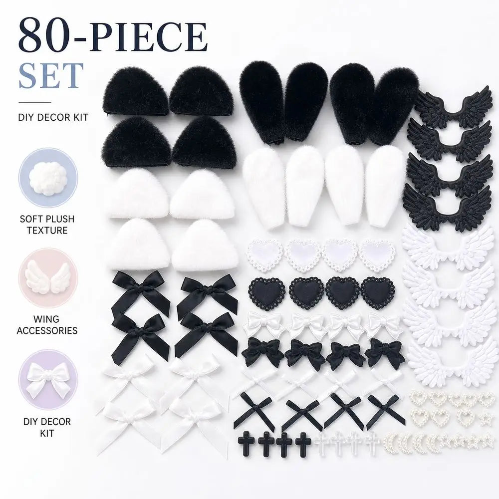 80-Piece Ribbon Bow DIY Craft Kit – Fabric Lace & Ear Accents