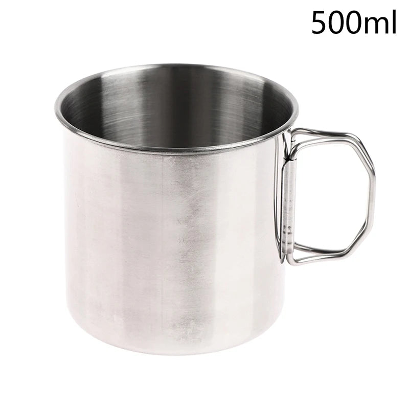 Stainless Steel Folding Handle Camping Cup – Portable Carabiner