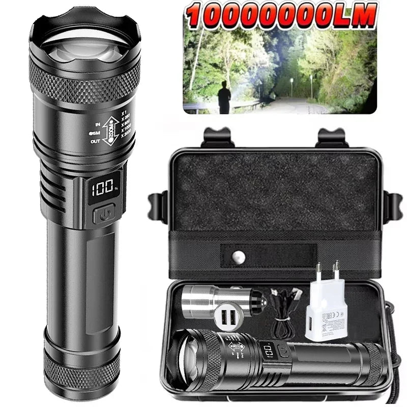 Ultra Bright 2000LM LED Flashlight – USB-C Rechargeable Zoom Torch