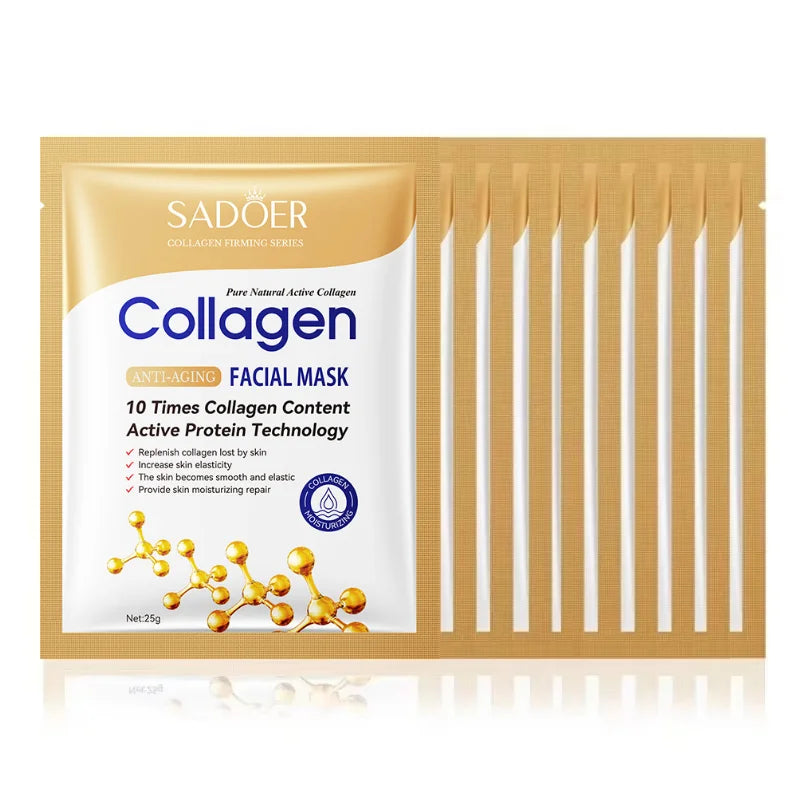 10-Pack Collagen Sheet Face Masks – Hydrating Skincare