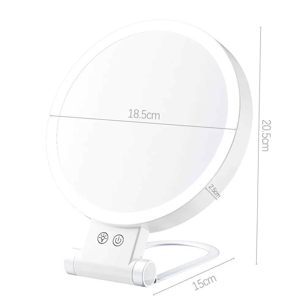 LED Magnifying Makeup Mirror 10X/20X – 3 Color Modes, Foldable