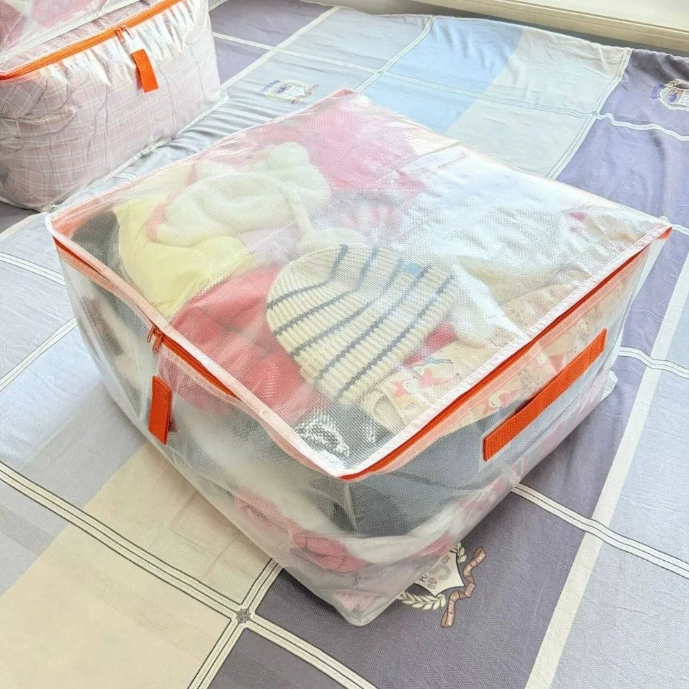 Large Transparent Clothes & Quilt Storage Bag – Dustproof PVC