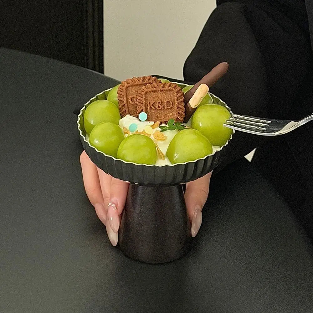 Stainless Steel Ice Cream Cup with Wooden Base | Dessert Bowl