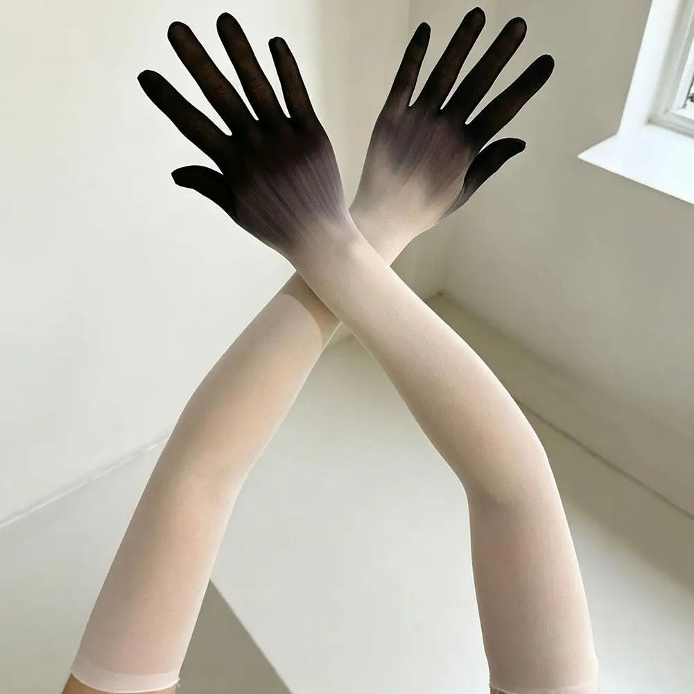 Women Gradient Tulle Long Gloves – Cosplay, KPOP & Party