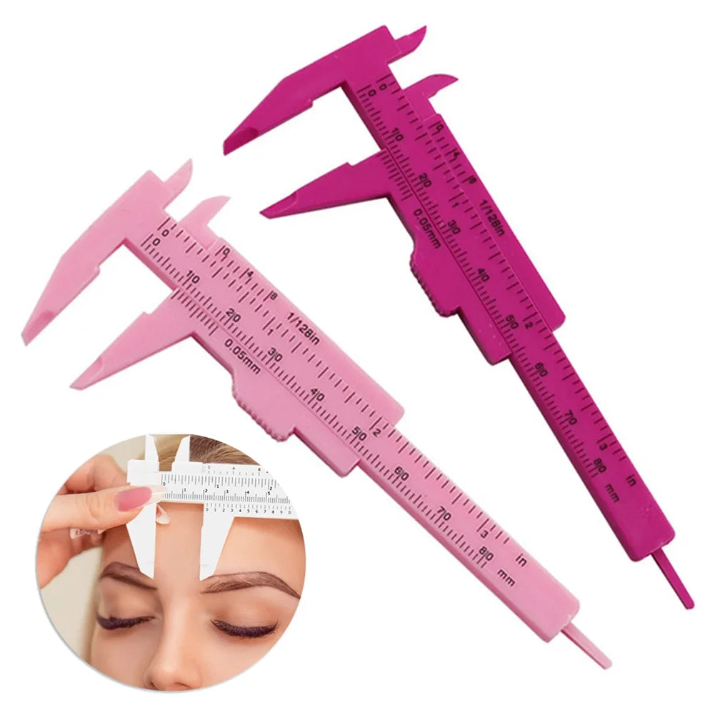 Rose Pink Sliding Caliper Ruler – Tattoo & PMU Measuring Tool