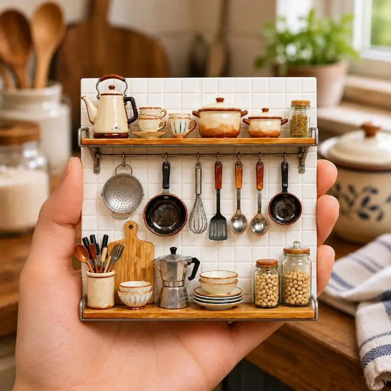 Retro Kitchen Scene 3D Resin Refrigerator Magnet Ornament
