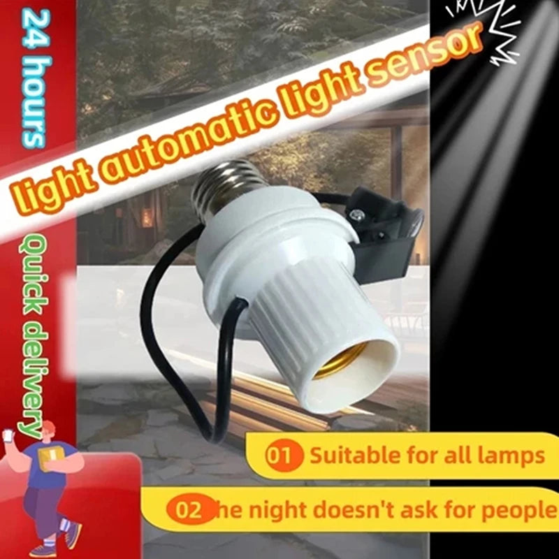 Dusk-to-Dawn Light Sensor Fitting – Auto On/Off Socket Adapter
