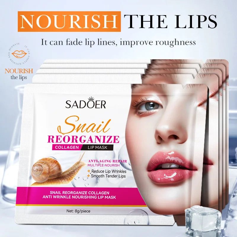 SADOER Snail Collagen Lip Mask – Moisturizing Plumping Patches
