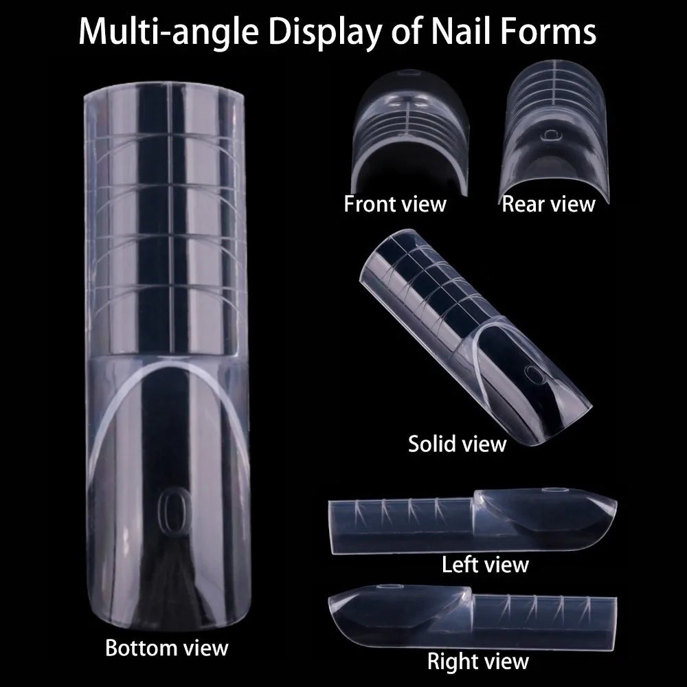 150-Pc Transparent False Nail Forms – 15 Sizes French Builder