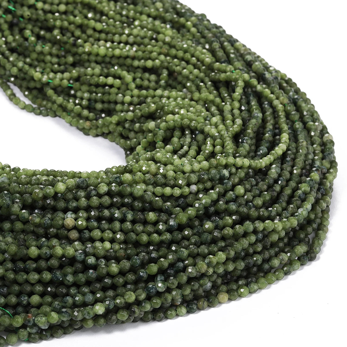 South Jade Stone Beads 2/3/4mm Faceted Round Spacer Beads