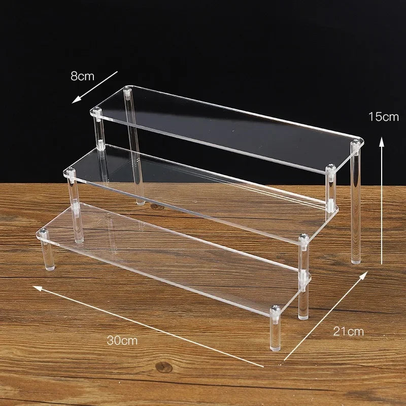 Black Acrylic Display Stand Riser 1–5 Tier Organizer Rack