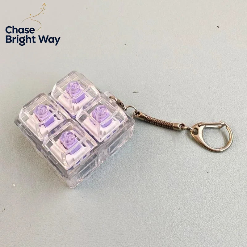 Mini Keyboard Fidget Keychain – Crystal Keycap Sensory Toy
