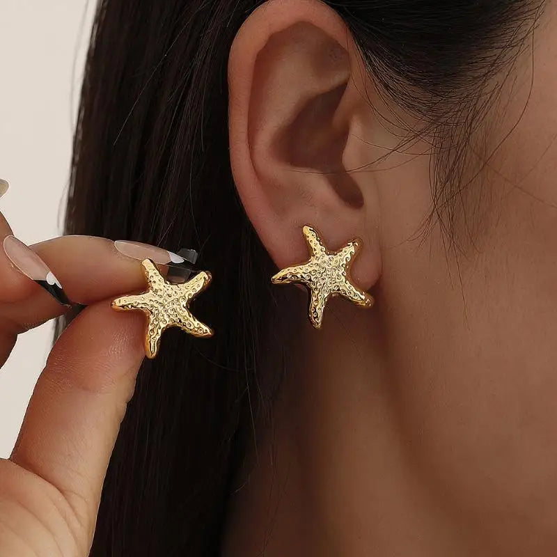 Ocean Shell Stud Earrings – Handmade Stainless Steel Jewelry