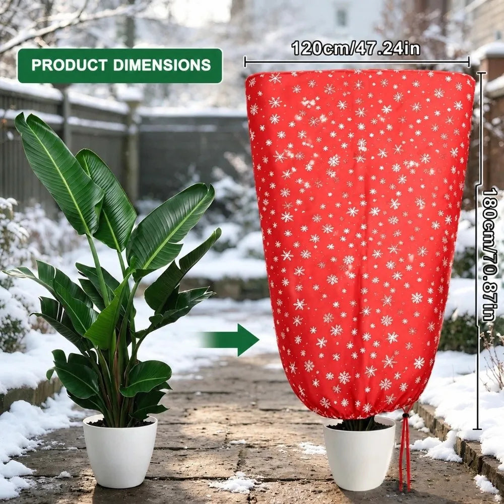 Non-Woven Plant Frost Cover | Snowflake Print, Zipper & Drawstring
