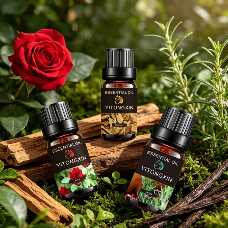 Sandalwood Vanilla Rose Essential Oil Set – 3 x 10ml Bottles