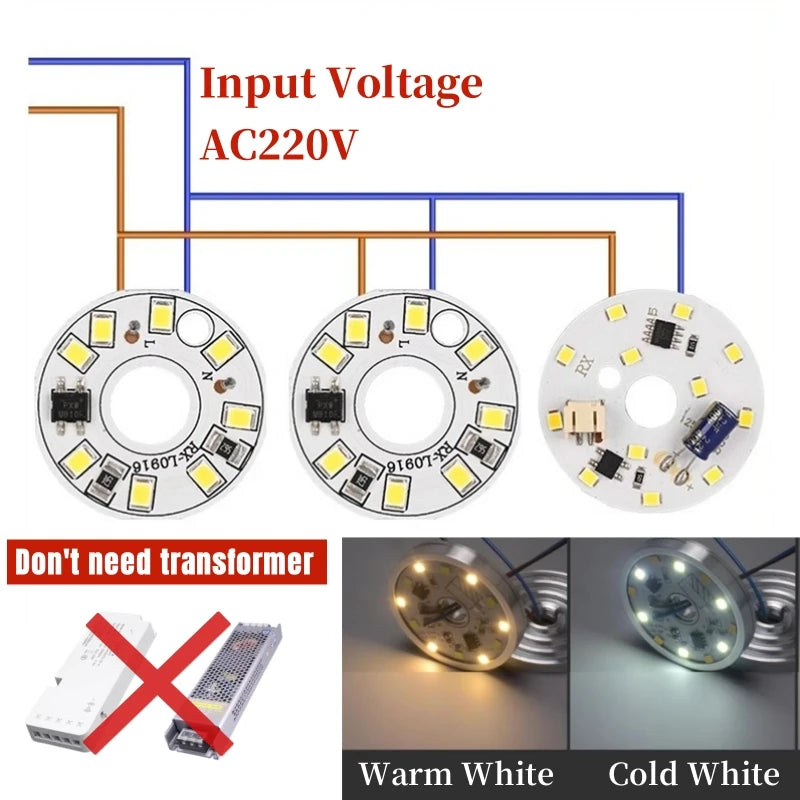 10-Pack AC220V SMD2835 LED Module Chips – Driver-Free 1.5W–12W