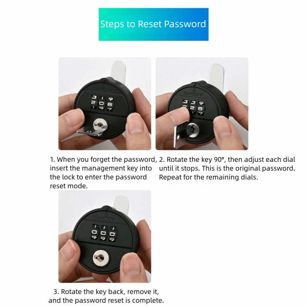 Zinc Alloy 3-Digit Combination Lock – Cabinet & Mailbox