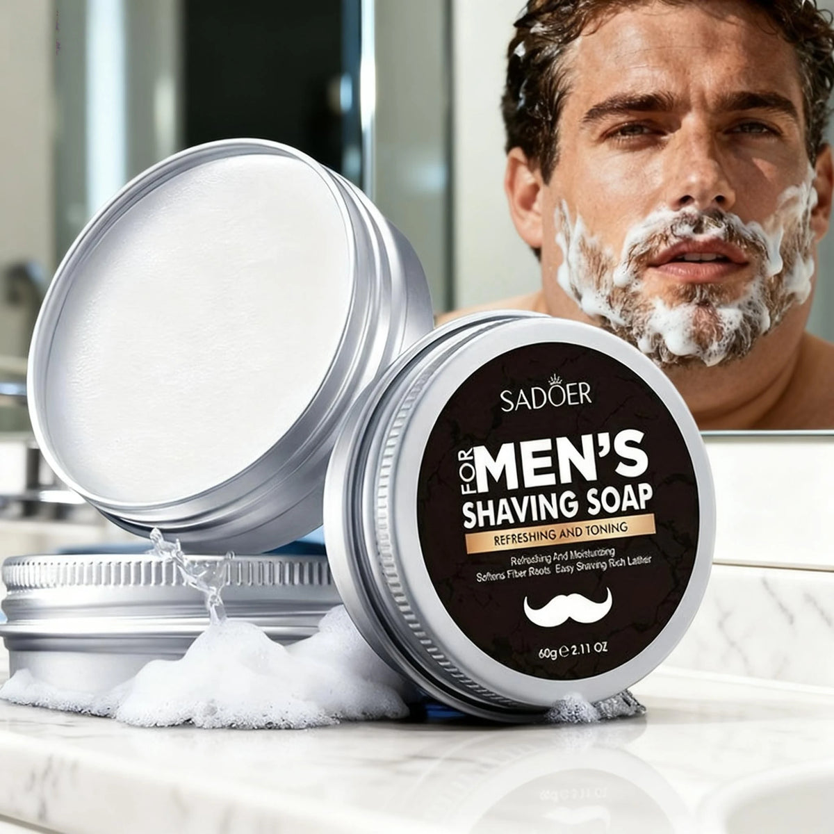 SAMMY Men's Shaving Soap | Mint, Olive Oil & Vitamin E 60g
