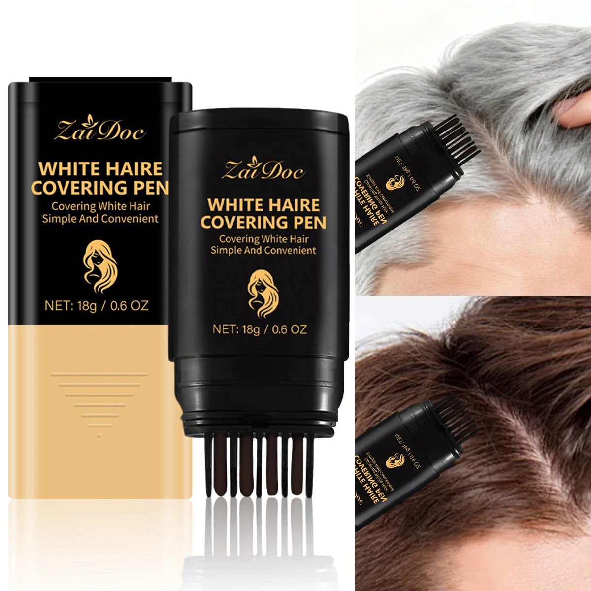 ZaiDoc Hair Root Touch Up Stick – Black & Brown Color Pen