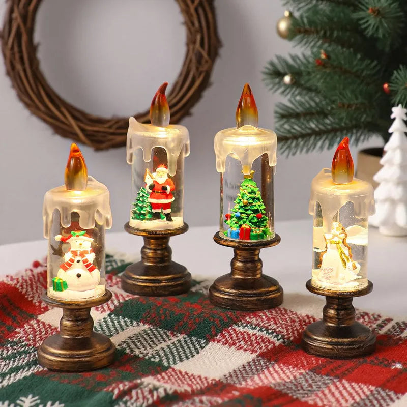 Water-Filled Snow Globe Candle Lamp – Christmas Night Light