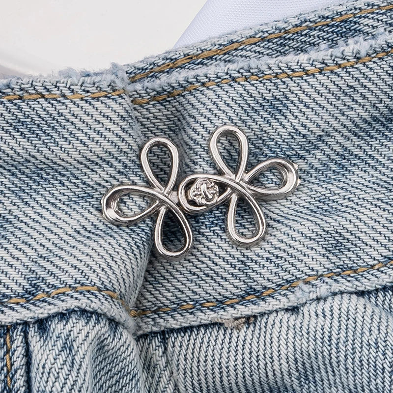2-Pack Four Leaf Clover Waist Buckle Adjuster for Pants & Skirts