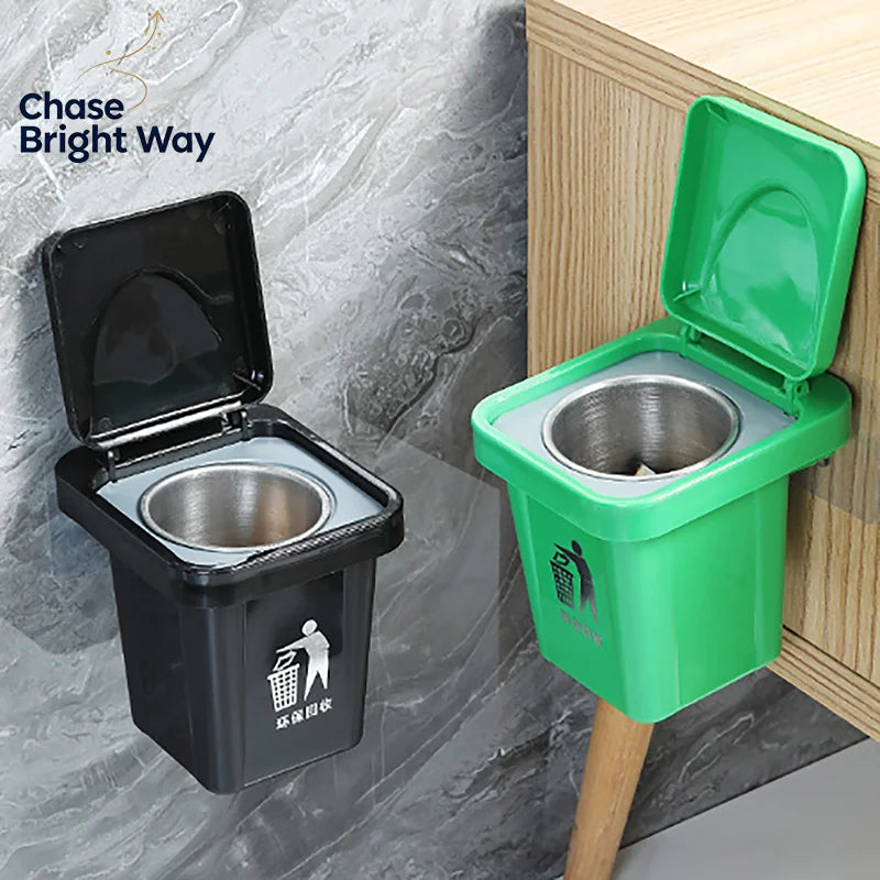 Wall-Mount Stainless Steel Ashtray with Lid | Anti-Fly Ash