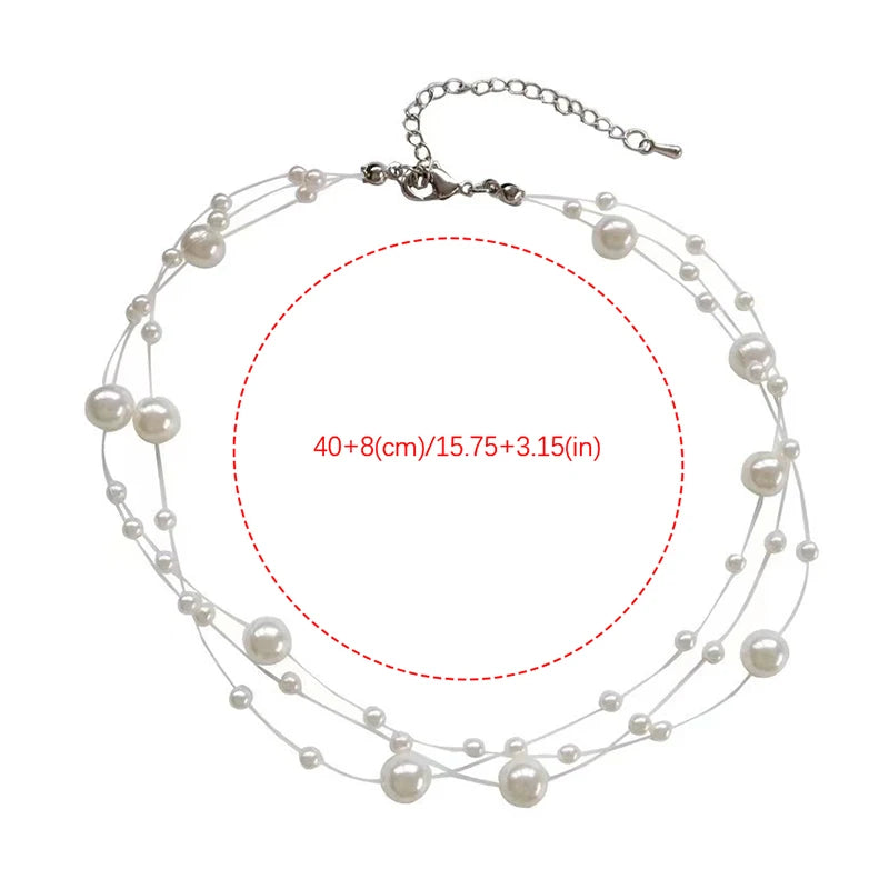 French Style Pearl Multi-Layer Pendant Necklace | Women
