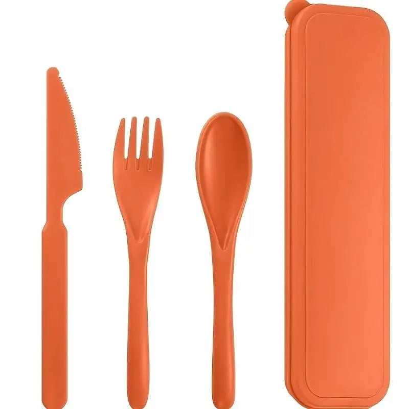 Wheat Straw Reusable Cutlery Set – Knife Fork Spoon & Case