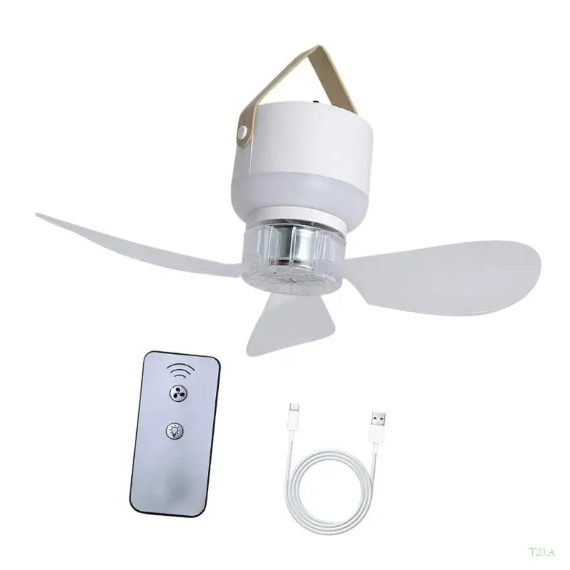 USB Hanging Camping Fan with LED Light & Remote – 11.4"