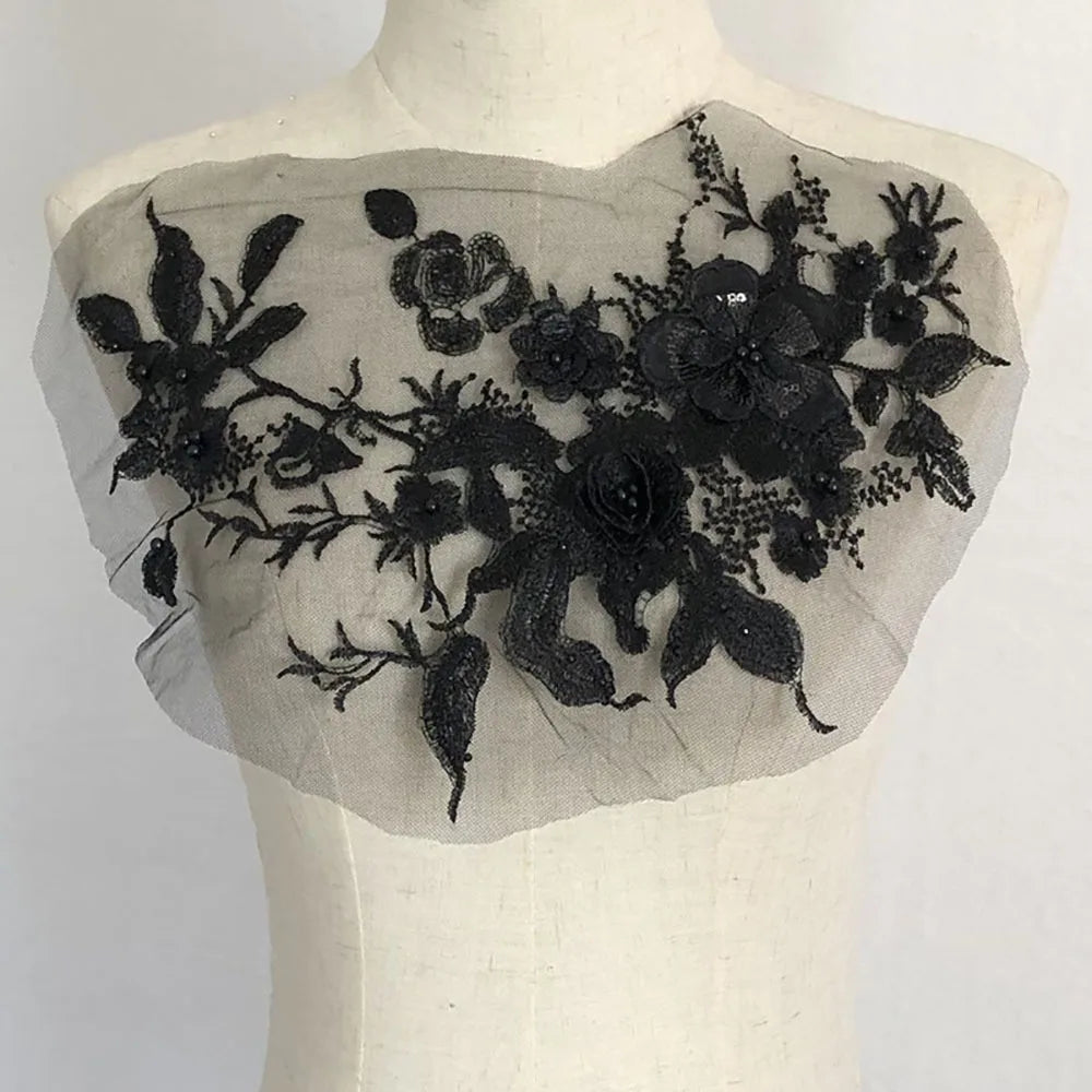 3D Sequined Floral Embroidery Patch – DIY Appliqué 33×26cm