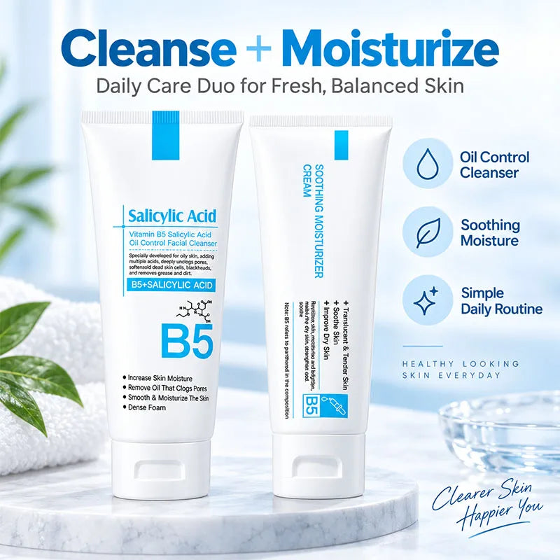 Vitamin B5 & Salicylic Acid Face Wash & Moisturizer Set