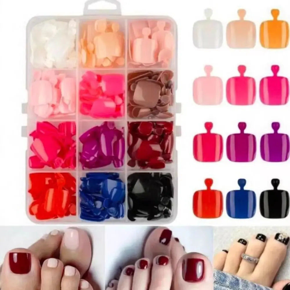 Short Square Press-On False Toenails – Full Cover 96/144/288 Pcs