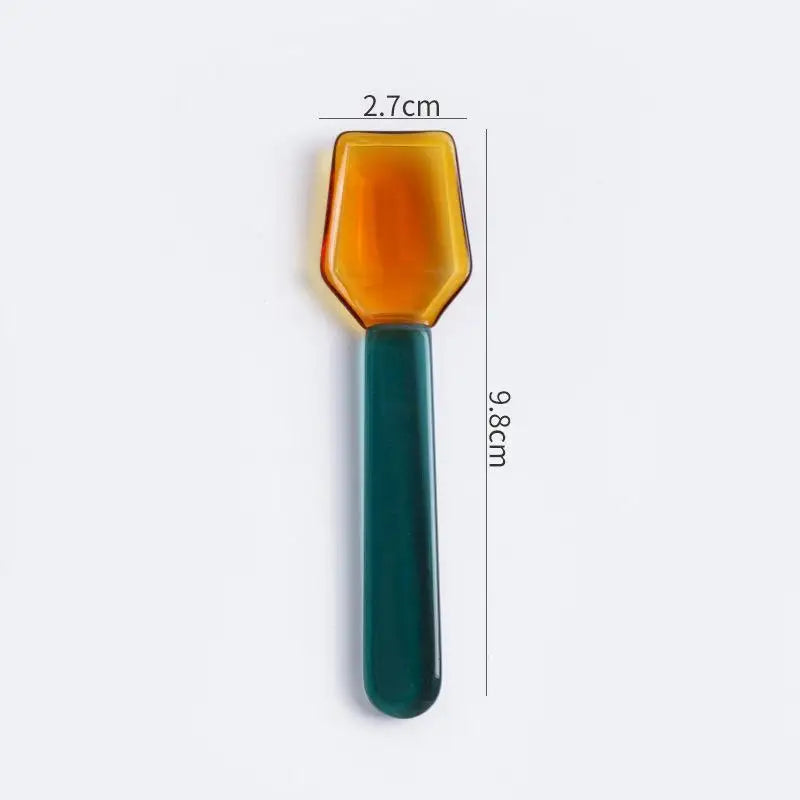 Colorful Borosilicate Glass Dessert Spoon – Short Handle Gift