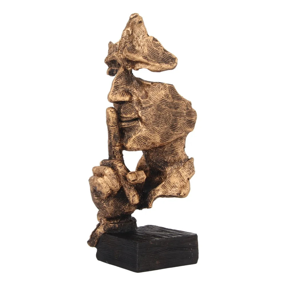 Silence Is Gold Antique Resin Abstract Figurine Statue 17cm