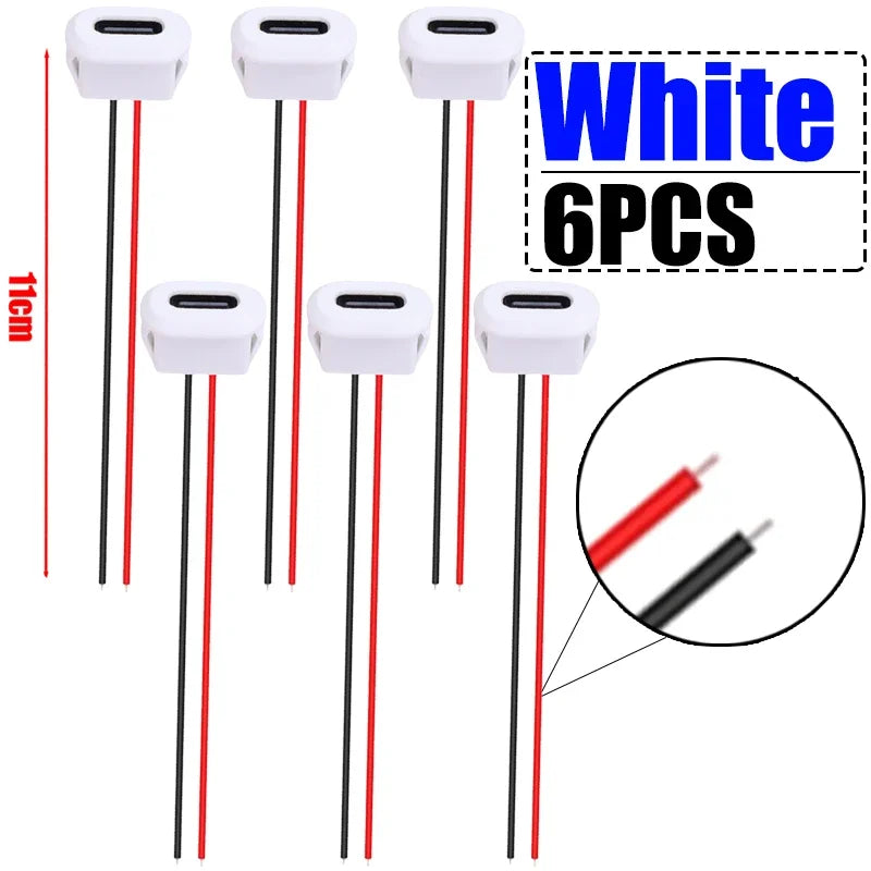 USB-C Waterproof Pigtail Cable – Female Chassis 2-Pin Solder