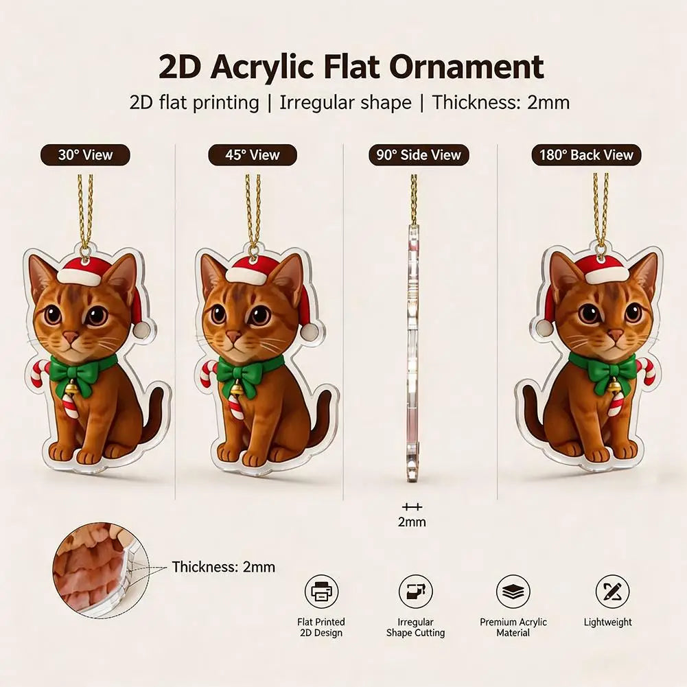 24-Pc Acrylic Cat Advent Calendar – Christmas Ornaments Set