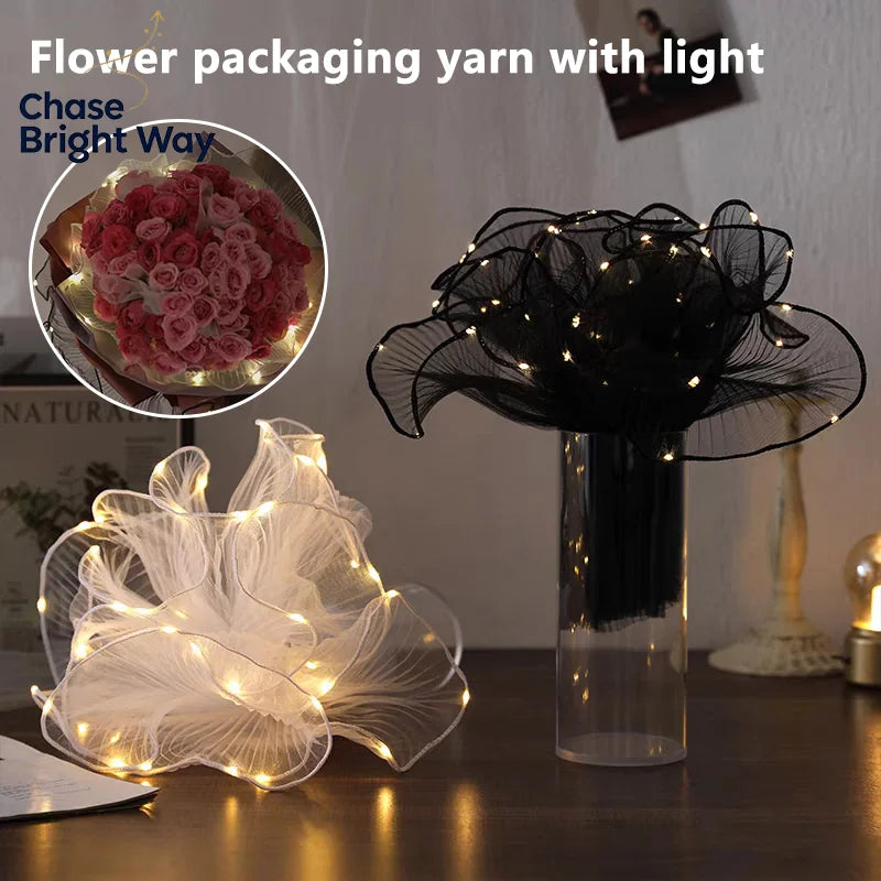 LED Light-Up Mesh Lace Yarn 2M – Bouquet Wrap for Weddings
