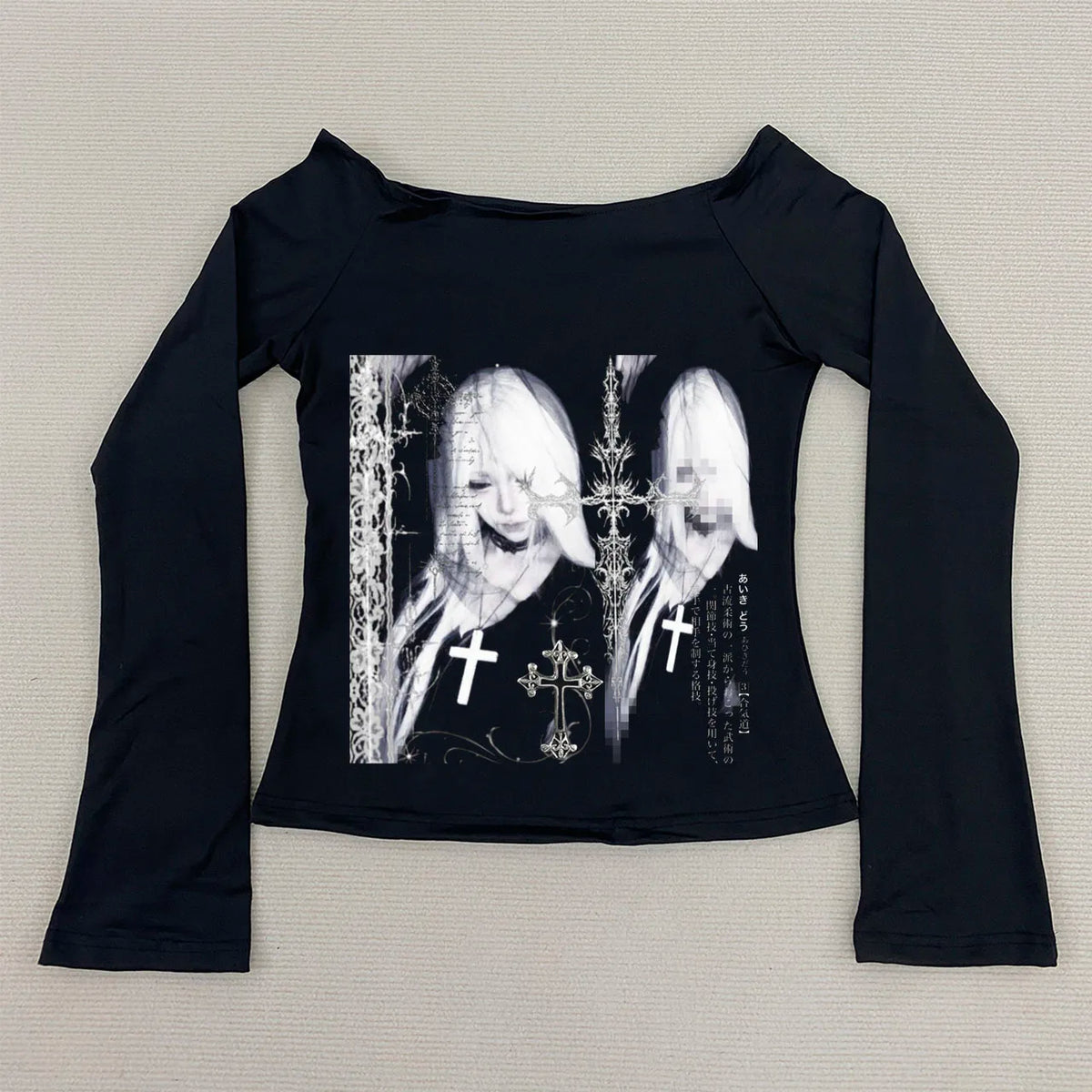 Y2K Grunge Crop Top – Long Sleeve Baby Tee for Women