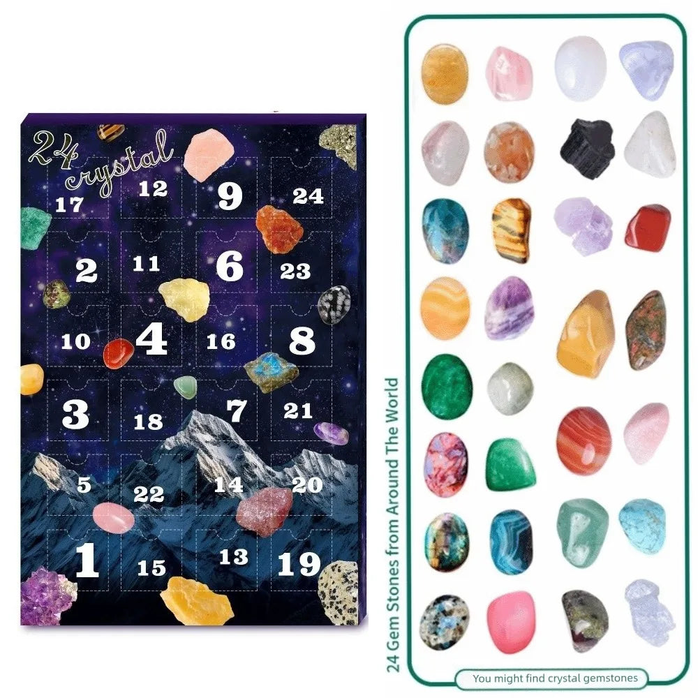Christmas Crystal Gemstone Advent Calendar – 24-Grid Blind Box