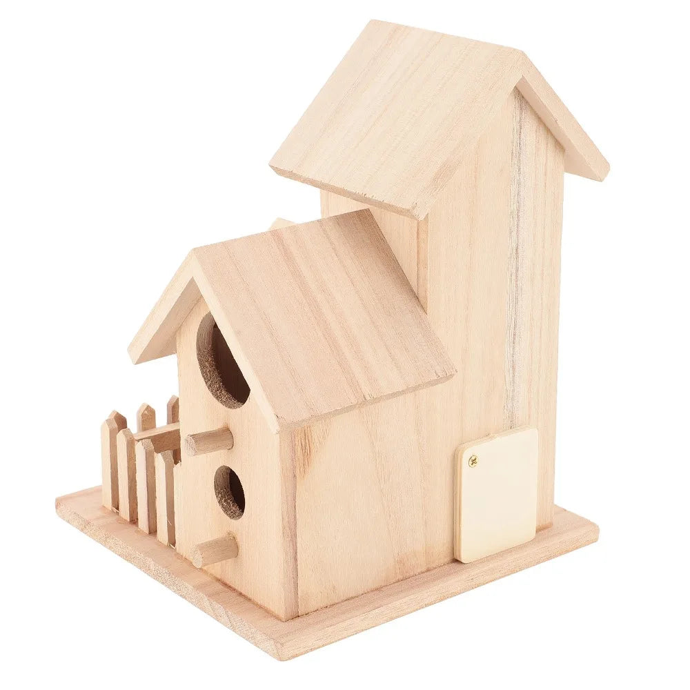 Handmade 4-Hole Wooden Birdhouse – DIY Garden Bird House