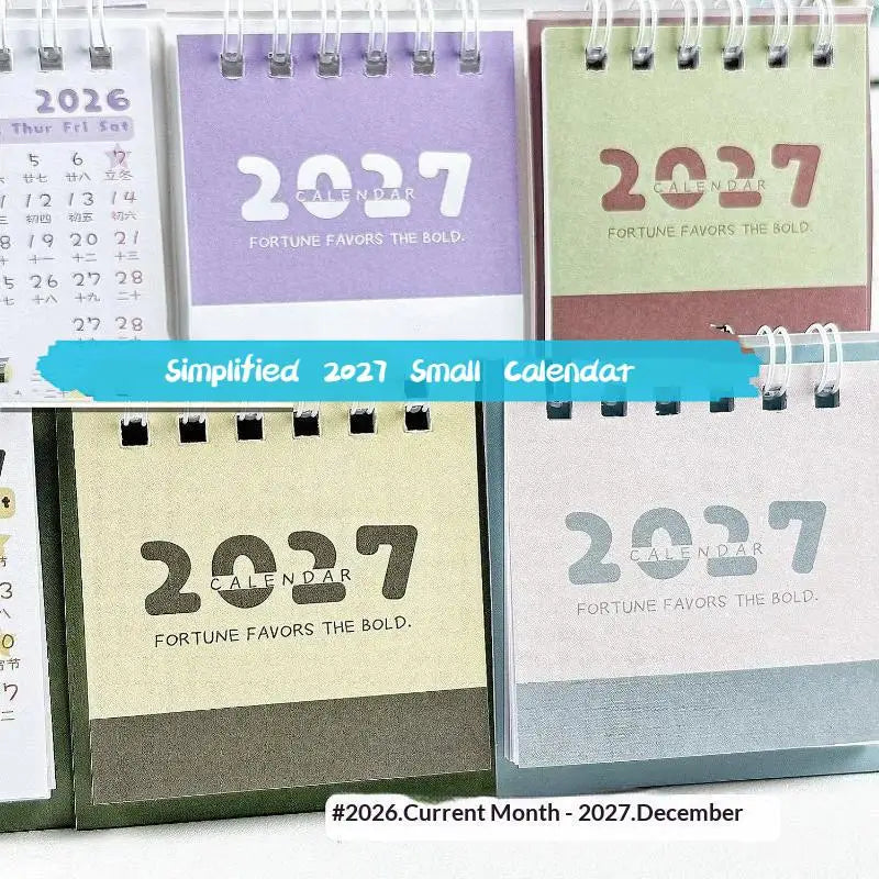 Minimalist 2027 Mini Desk Calendar – Color-Block Desktop Décor