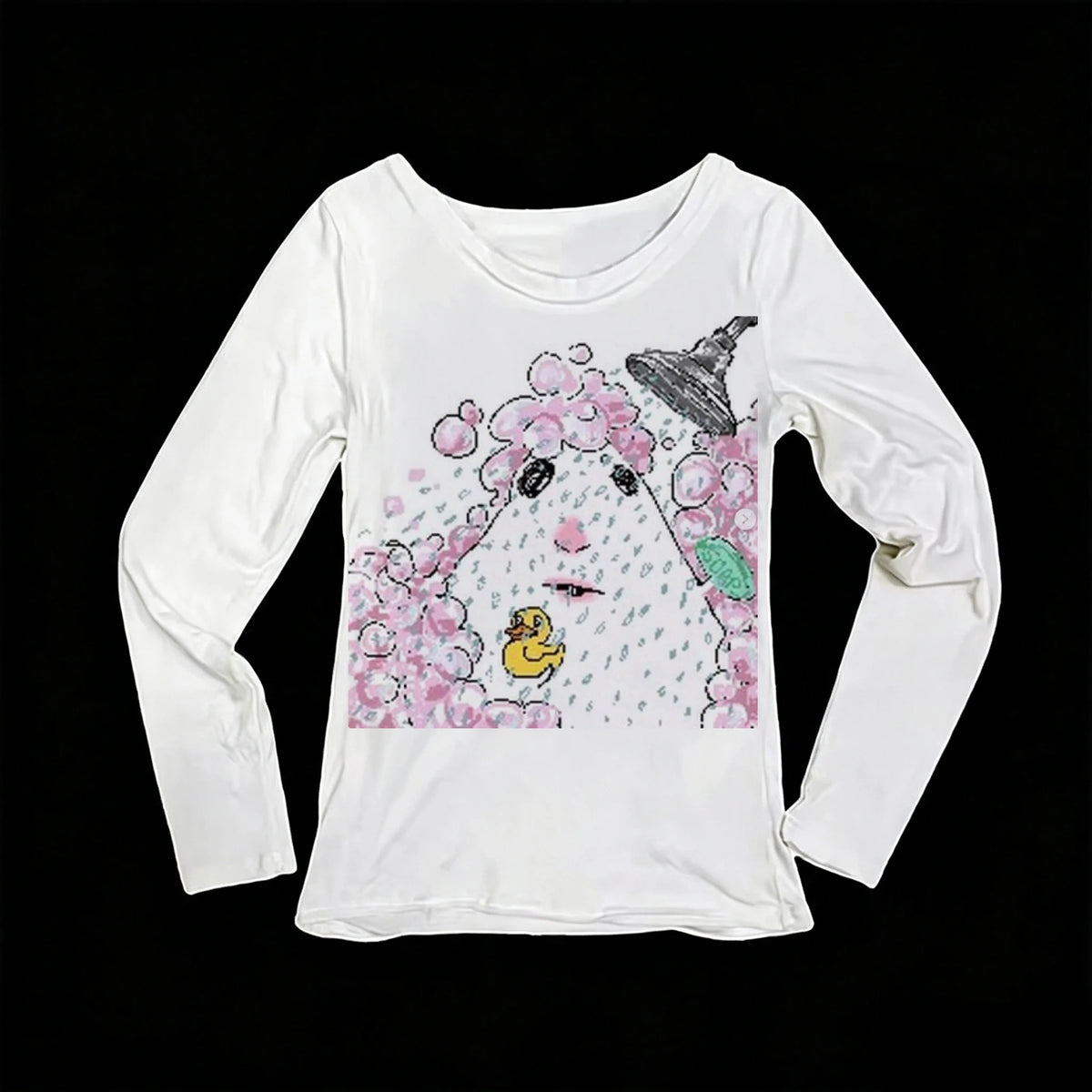 Women's Rubber Duck Print Long Sleeve Slim Fit T-Shirt | Y2K