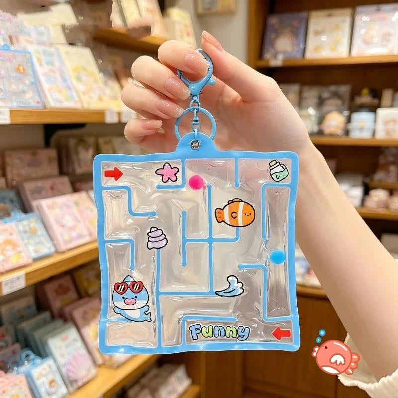 Water Bag Maze Squeeze Fidget Toy with Keychain | Backpack Pendant