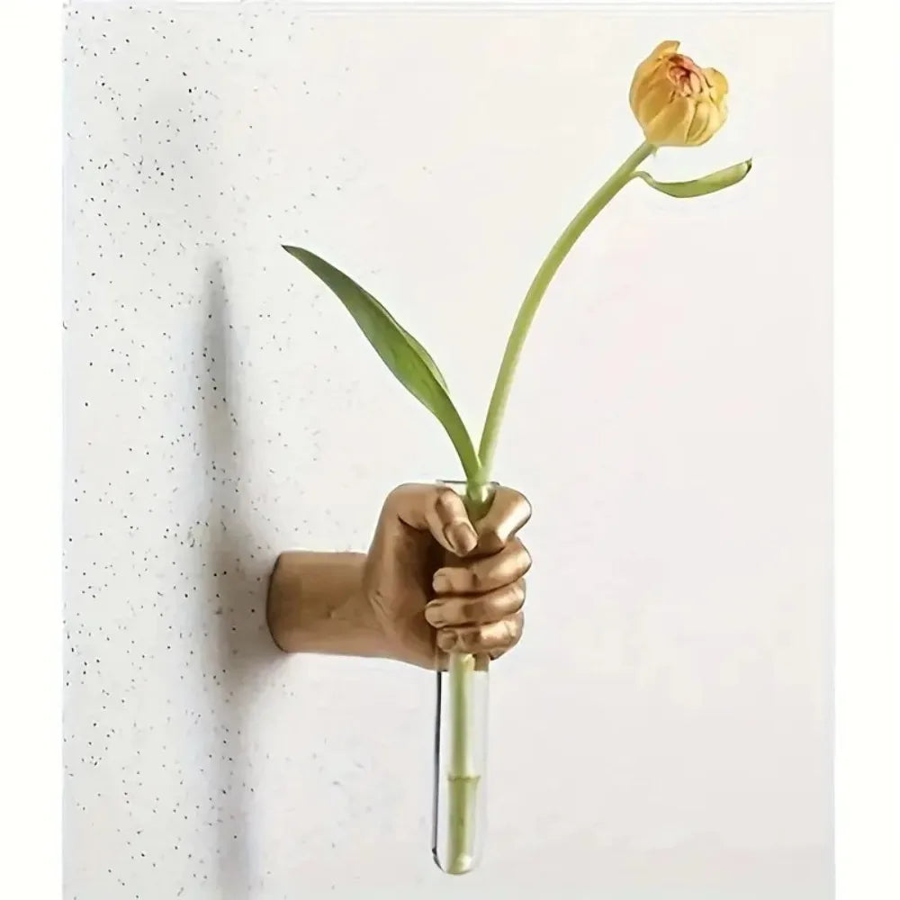 Resin Hand Flower Wall Vase – Handmade Sculptural Home Décor